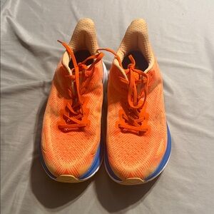 Hoka Orange and Blue Running Shoes